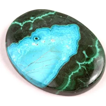 Přírodní kámen Kabošon Malachite Chrysocolla č.7297 (36x28x5mm)