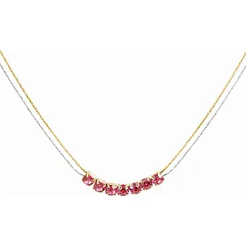 Náhrdelník Dvojitý ocelový náhrdelník Premium s kamínky, balený v dárkové krabičce č. 1471 - Růžová