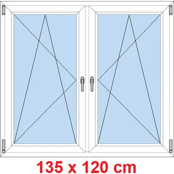 Okno Soft Dvoukřídlé plastové okno 135x120 cm, OS+OS, se sloupkem