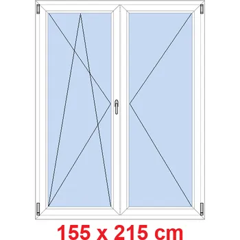 Okno Soft Dvoukřídlé balkonové dveře 155x215 cm, otevíravé a sklopné