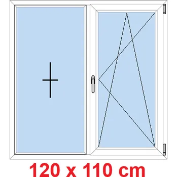 Okno Soft Dvoukřídlé plastové okno 120x110 cm, FIX+O