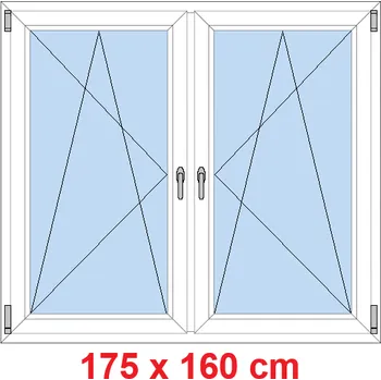 Okno Soft Dvoukřídlé plastové okno 175x160 cm, OS+OS, se sloupkem