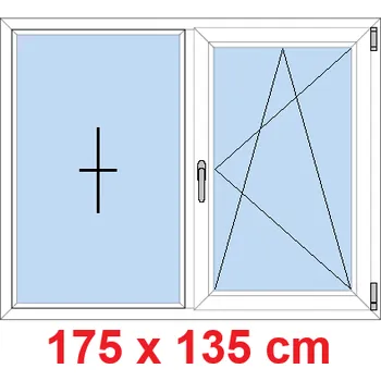 Okno Soft Dvoukřídlé plastové okno 175x135 cm, FIX+OS