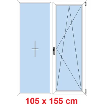 Okno Soft Dvoukřídlé plastové okno 105x155 cm, FIX+OS