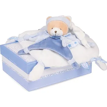 plyšák Doudou Dárková sada - plyšový medvídek muchláček s čepičkou - poškozený obal