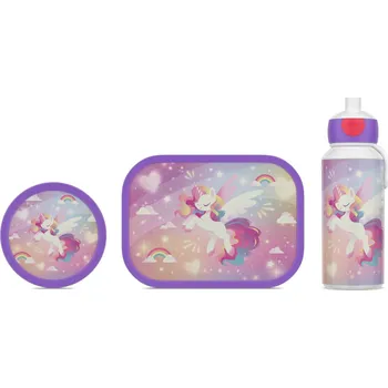 Svačinový box MEPAL CAMPUS - svačinový set lunchbox 750 ml a pop-up láhev 400 ml, svítící ve tmě jednorožec