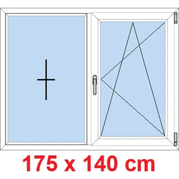 Okno Soft Dvoukřídlé plastové okno 175x140 cm, FIX+OS