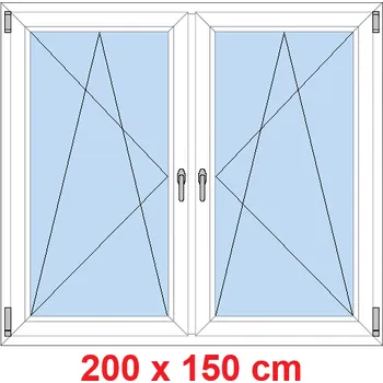Okno Soft Dvoukřídlé plastové okno 200x150 cm, OS+OS, se sloupkem