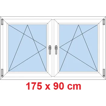 Okno Soft Dvoukřídlé plastové okno 175x90 cm, OS+OS, se sloupkem