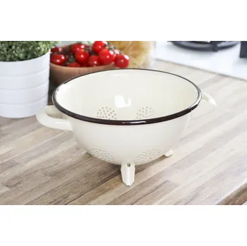 Cedník a síto Smaltovaný cedník SILESIA RYBNIK krémový 23 cm