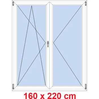 Okno Soft Dvoukřídlé balkonové dveře 160x220 cm, otevíravé a sklopné