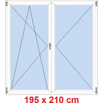 Okno Soft Dvoukřídlé balkonové dveře 195x210 cm, otevíravé a sklopné