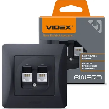 Zásuvka Dvojitá Datová RJ45 Natynkowe černá BINERA VIDEX