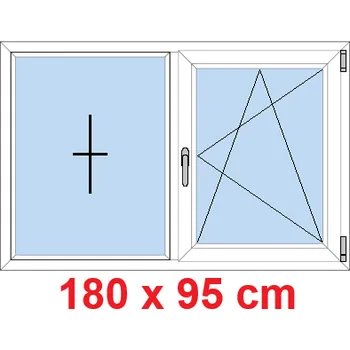 Okno Soft Dvoukřídlé plastové okno 180x95 cm, FIX+OS
