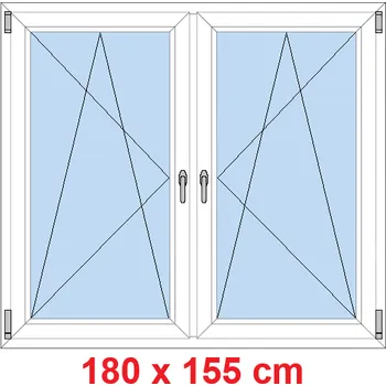 Okno Soft Dvoukřídlé plastové okno 180x155 cm, OS+OS, se sloupkem