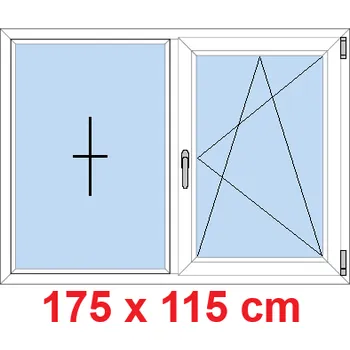 Okno Soft Dvoukřídlé plastové okno 175x115 cm, FIX+OS