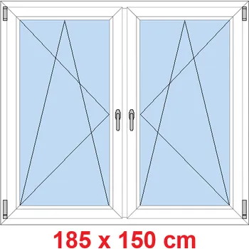 Okno Soft Dvoukřídlé plastové okno 185x150 cm, OS+OS, se sloupkem