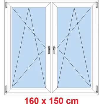 Okno Soft Dvoukřídlé plastové okno 160x150 cm, OS+OS, se sloupkem