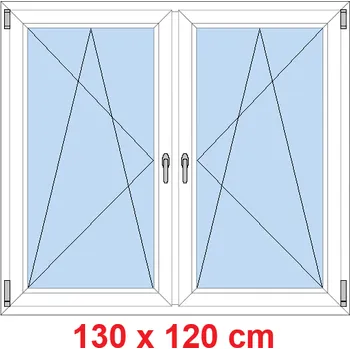 Okno Soft Dvoukřídlé plastové okno 130x120 cm, OS+OS, se sloupkem