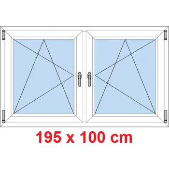 Okno Soft Dvoukřídlé plastové okno 195x100 cm, OS+OS, se sloupkem