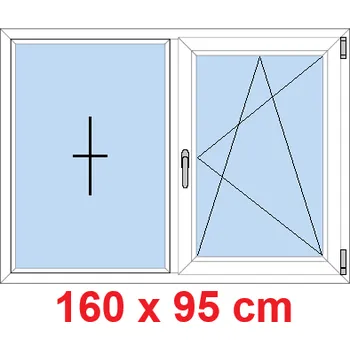Okno Soft Dvoukřídlé plastové okno 160x95 cm, FIX+OS