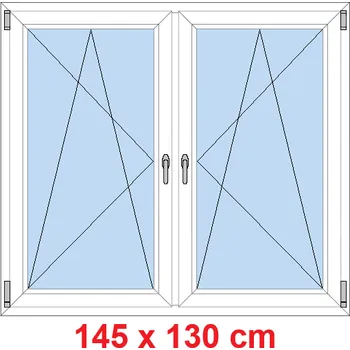 Okno Soft Dvoukřídlé plastové okno 145x130 cm, OS+OS, se sloupkem