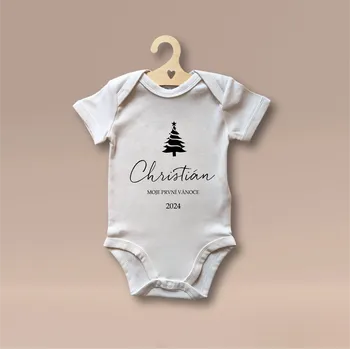 Kojenecké oblečení Body s potiskem VÁNOČNÍHO STROMEČKU, pro dítě Barva: Bílá, Velikost: Body 0-3m