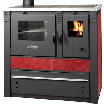 Krbová kamna STREND PRO Sporák na tuhé palivo Panonia, 10,5 kW, červená, levý vývod
