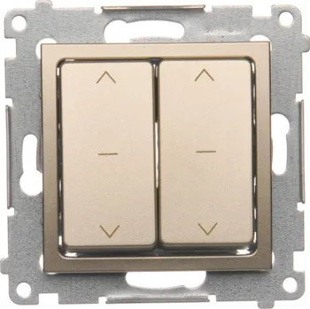 vypínač Vypínač žaluziový třípolohový 2 násobný, řazení 1-0-2, 10 A / 230 V~,, Simon 54 DZW2.01/44, zlatá metalizovaná