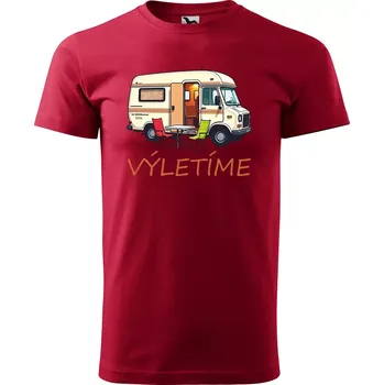 Pánské tričko Sablio Tričko s potiskem Výletíme - červené M