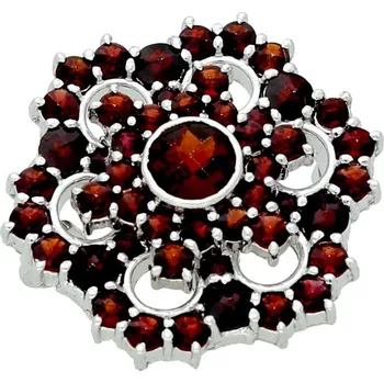 Brož Goldstore Stříbrná brož květina osazená granáty Varianta: stříbrná brož