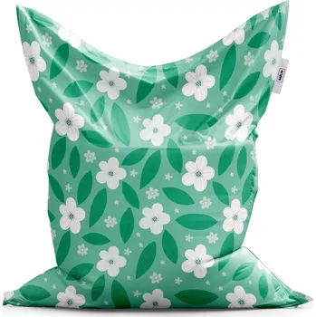 Sedací pytel Sablio Sedací vak Classic Bílé květy s lístky - 200x140 cm
