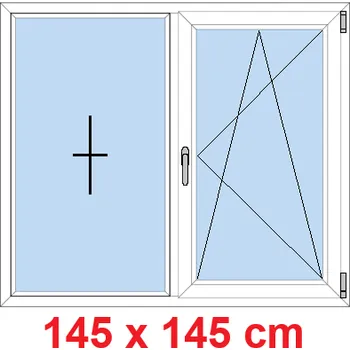 Okno Soft Dvoukřídlé plastové okno 145x145 cm, FIX+OS