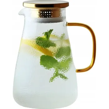 SKLENĚNÝ DŽBÁN NA VODU, DŽUS, LIMONÁDU, ČAJ, KÁVU, HORKÝ, 1.3L
