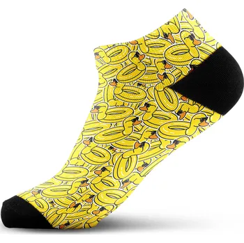 Dámské ponožky Walkee barevné kotníkové ponožky - Duck Paradise Barva: Žlutá, Velikost: 37-41