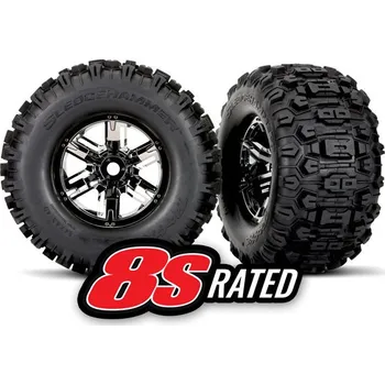 RC náhradní díl Traxxas kolo 4.3/5.7", disk černý chrom, pneu Sledgehammer (pár)