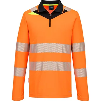 PORTWEST HI-VIS DX4 DX419 / Pánská reflexní polokošile s dlouhým rukávem - HV oranžová/černá XL
