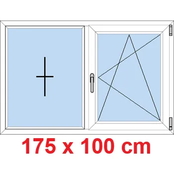 Okno Soft Dvoukřídlé plastové okno 175x100 cm, FIX+OS