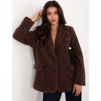 Dámský kabát Elegantní hnědý přechodný kabát s podšívkou IT-PL-