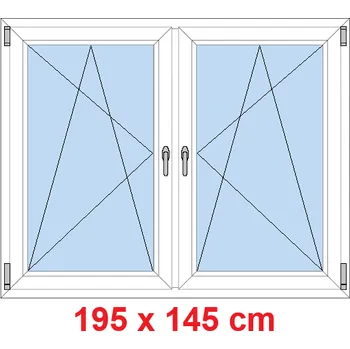 Okno Soft Dvoukřídlé plastové okno 195x145 cm, OS+OS, se sloupkem