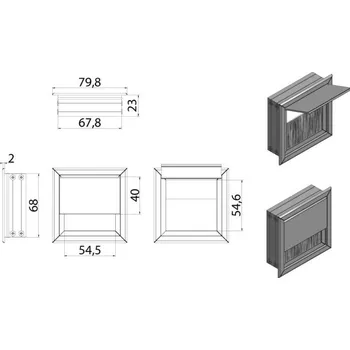 Nábytkové kování In-Design Průchodka kabelů RECTA do stolu hranatá šířka 80 mm - různé délky bílá Délka průchodky (mm): 80