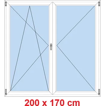 Okno Soft Dvoukřídlé balkonové dveře 200x170 cm, otevíravé a sklopné