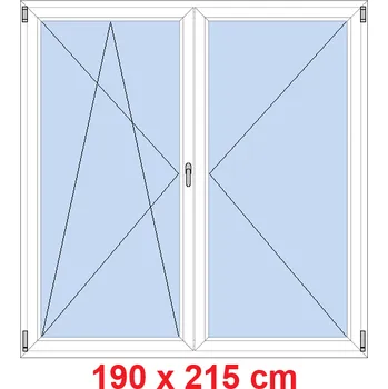 Okno Soft Dvoukřídlé balkonové dveře 190x215 cm, otevíravé a sklopné