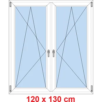 Okno Soft Dvoukřídlé plastové okno 120x130 cm, OS+OS, se sloupkem