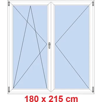 Okno Soft Dvoukřídlé balkonové dveře 180x215 cm, otevíravé a sklopné
