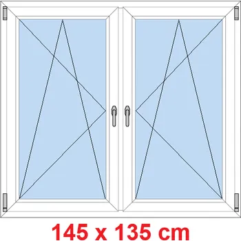 Okno Soft Dvoukřídlé plastové okno 145x135 cm, OS+OS, se sloupkem