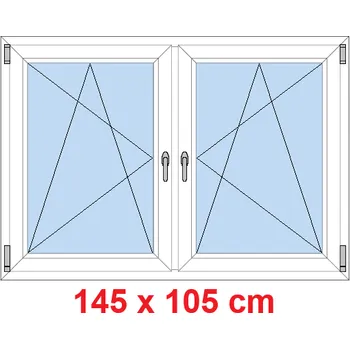 Okno Soft Dvoukřídlé plastové okno 145x105 cm, OS+OS, se sloupkem