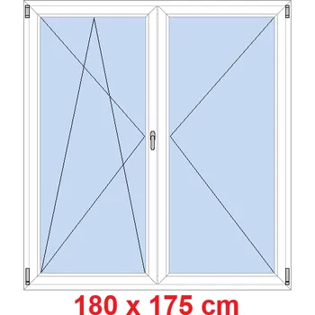 Okno Soft Dvoukřídlé balkonové dveře 180x175 cm, otevíravé a sklopné