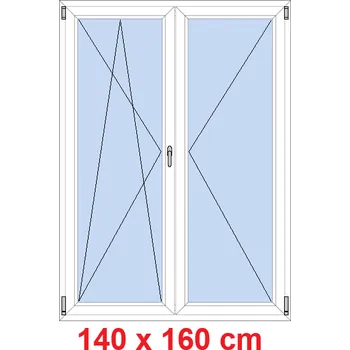 Okno Soft Dvoukřídlé balkonové dveře 140x160 cm, otevíravé a sklopné