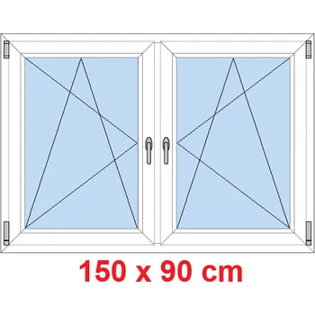 Okno Soft Dvoukřídlé plastové okno 150x90 cm, OS+OS, se sloupkem